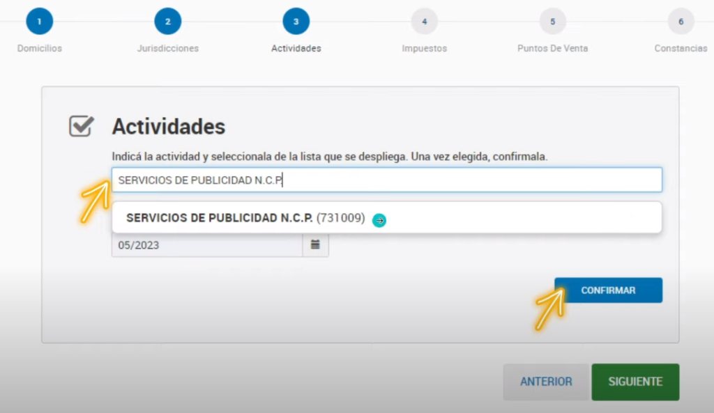 alta actividades monotributo