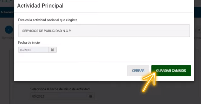 actividad principal alta monotributo