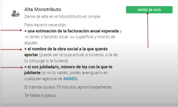 darse de alta monotributo