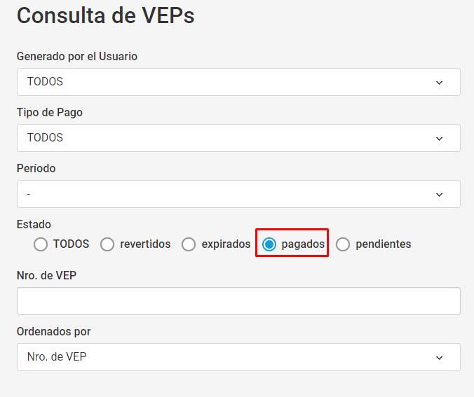 como ver si el vep esta pagado
