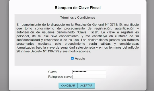 blanquear clave fiscal afip homebanking