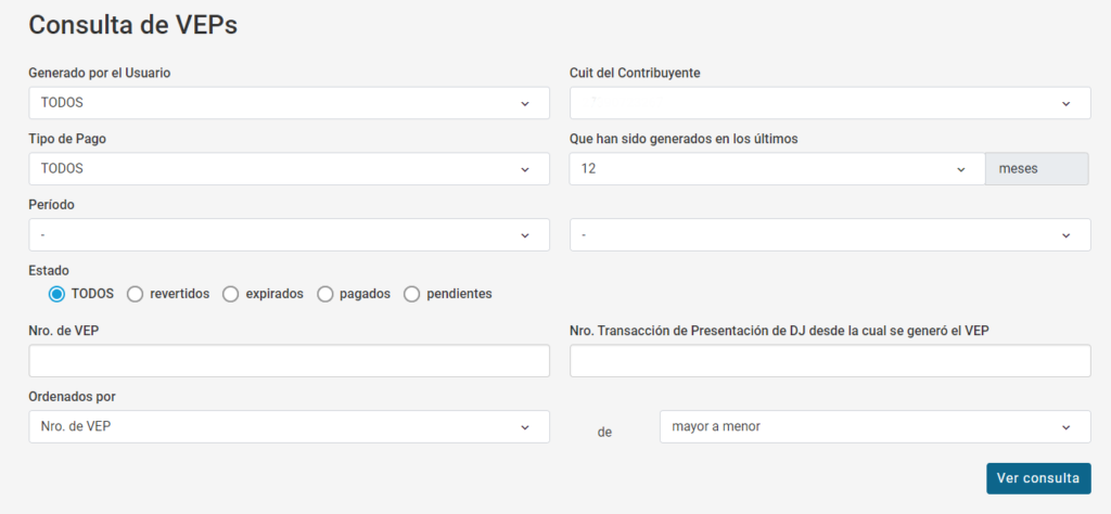 como ver vep generados afip