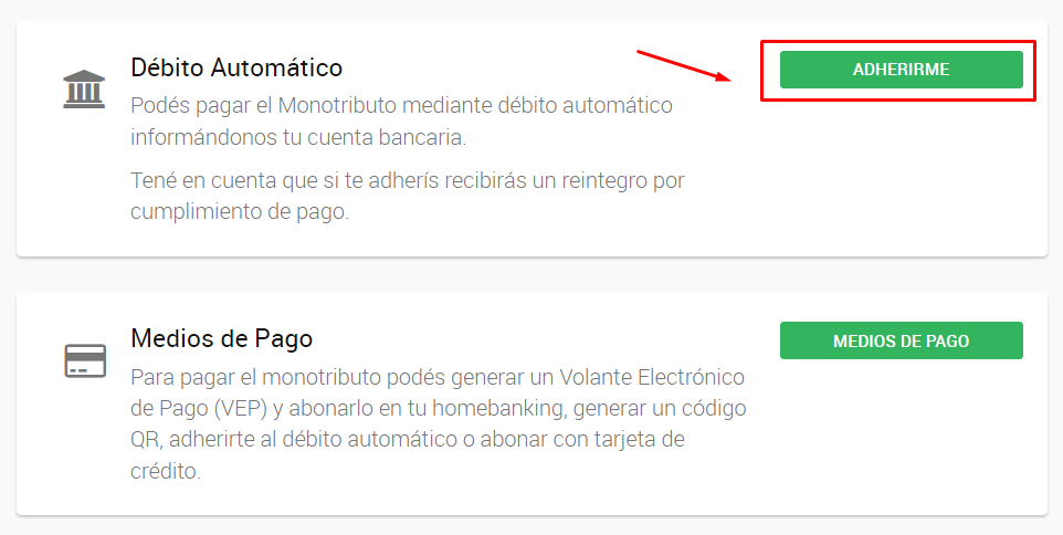 adherir monotributo a debito automatico