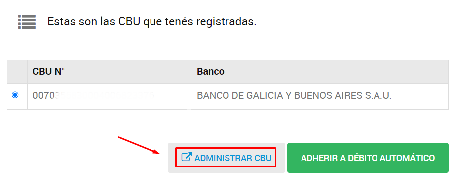 cambiar cbu para débito automático