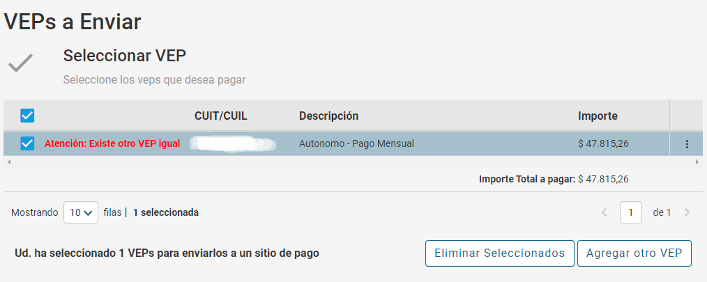 como saber si generé el vep