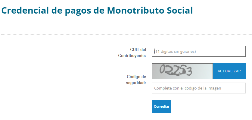 credencial de pago monotributo social