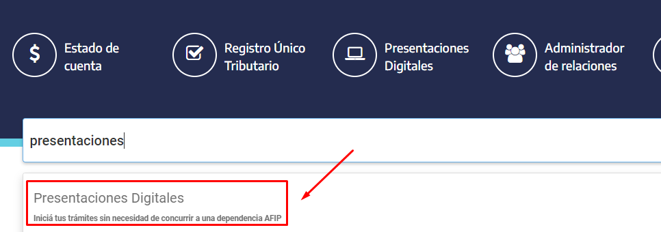 Presentaciones digitales afip