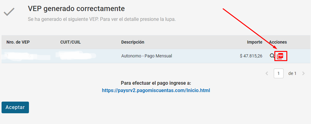 imprimir vep afip