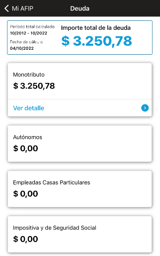 mi afip consultar deuda