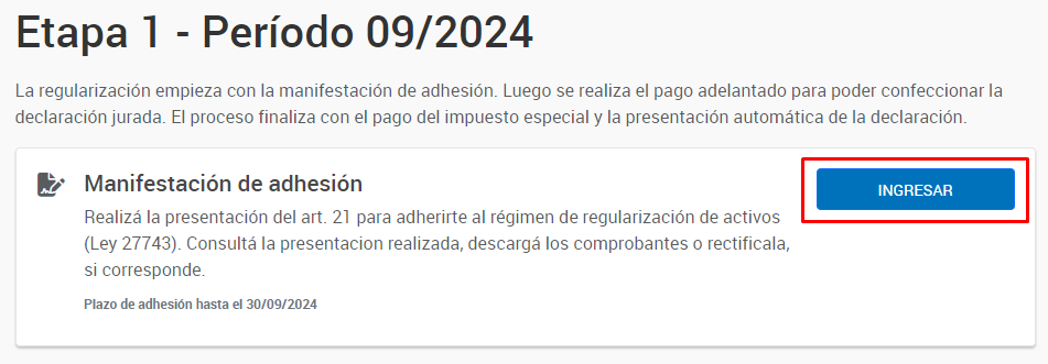 manifestacion de adhesion blanqueo afip