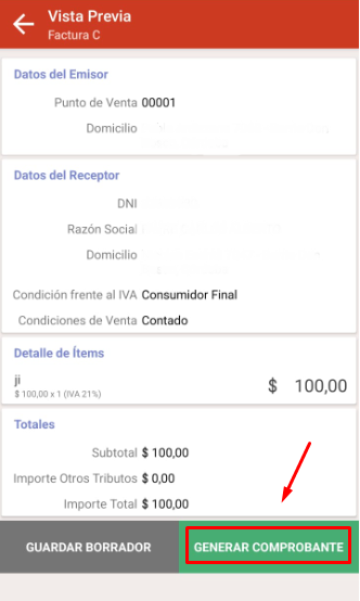 generar factura app afip