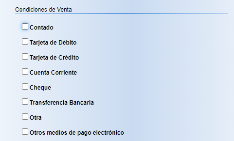 condicion de venta factura afip