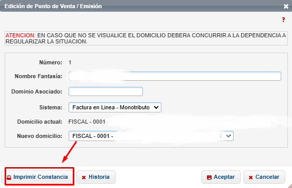 imprimir constancia de punto de venta afip
